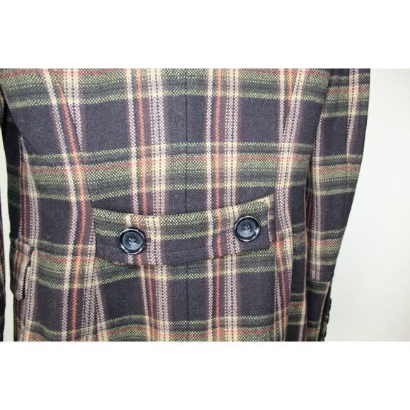 Michael Kors Wool Coat Womens Small Brown Plaid Y2K Academia Preppy Fall - Picture 4 of 7